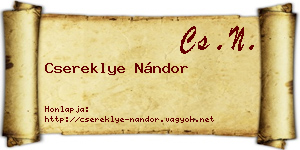 Csereklye Nándor névjegykártya